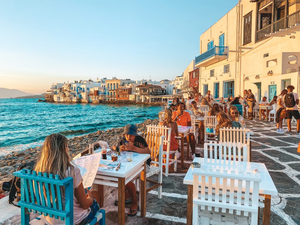 mykonos sunset tourist